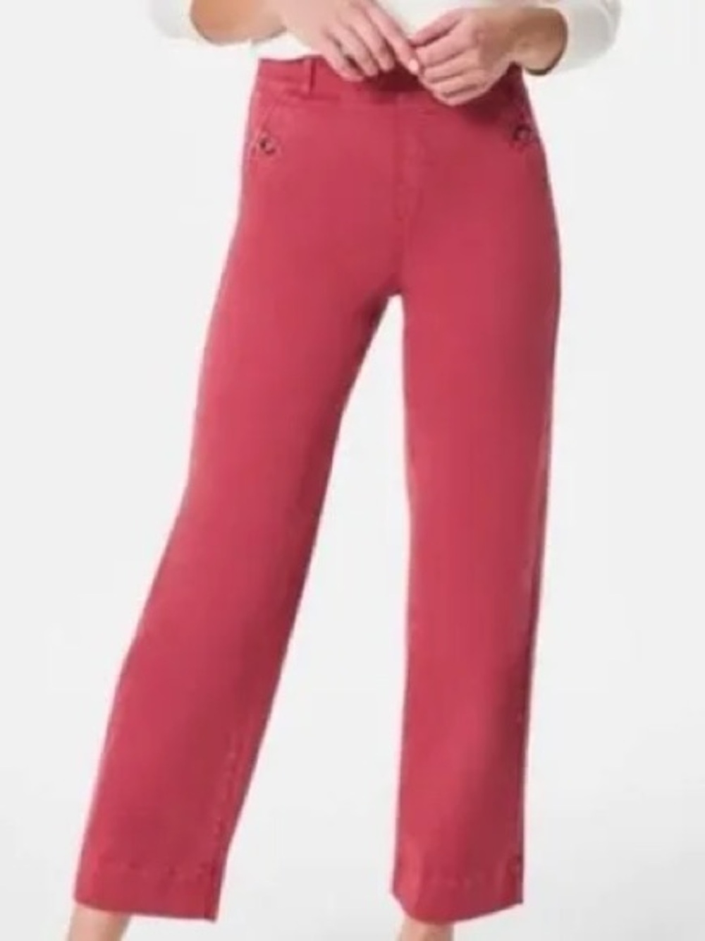 Spanx Stretch Twill Cropped Wide Leg Pants Wild Rose 2X NWT